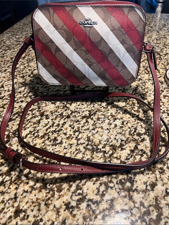 Coach Handbags - COACH SIGNATURE LOGO CANDY DIAGONAL STRIPE CAMARA CROSS BODY BAG